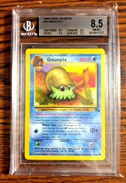 Omanyte Common #52 - BGS NM-MT+ 8.5 - 1999 WOTC Fossil Unlimited - Pokemon TCG - Image 1