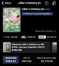 Pokemon Lillie's Clefairy EX 184/159 Journey Together SIR Full Art Ability Card - Image 3