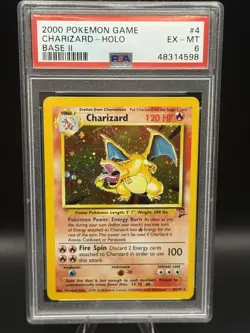 2000 POKEMON GAME BASE II #4 CHARIZARD-HOLO PSA 6 - Wing Tip Swirl🌀 - Image 1