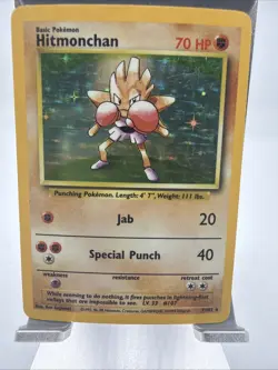 1999 POKEMON SET UNLIMITED #7/102 HITMONCHAN RARE HOLO - Image 1
