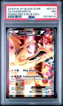 2016 POKEMON XY BLACK STAR PROMO RED & BLUE COLL FULL ART/CHARIZARD EX PSA 7 - Image 1