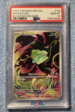 Pokemon TCG Mega Evolution #133 Bulbasaur Illustration Rare PSA 10 GEM MT - Image 1