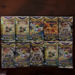 10x Pokemon TCG Brilliant Stars Booster Packs - New Sealed - Image 1