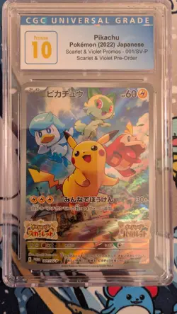 Pokemon TCG Pikachu 001/SV-P Japanese Scarlet & Violet PROMO CGC Pristine 10 - Image 1
