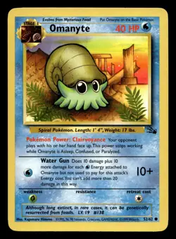 Omanyte 52/62 Common Fossil WOTC Pokemon LP - Image 1