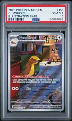 2025 POKEMON MEG EN-MEGA EVOLUTION #153 GUMSHOOS ILLUSTRATION RARE PSA 10 089 - Image 1