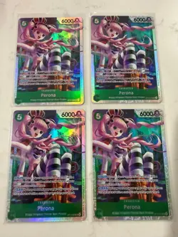 One Piece CCG Perona The Azure Sea's Seven SR Foil OP14-033 NM play set x4 - Image 1
