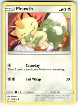 Meowth SM - Unbroken Bonds Common Pokemon Near Mint or Better - Image 1