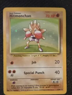 Pokemon Hitmonchan Base Set 7/102 Holo Rare 70 HP Basic 1999 Wizards TCG - Image 1