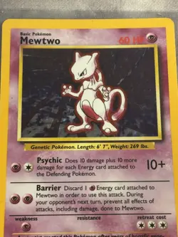 Pokemon Base Set #10 Mewtwo Holo Rare – Near Mint/Lightly Played Raw WOTC - Image 2