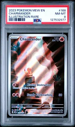 2023 POKEMON MEW EN-151 ILLUSTRATION RARE #168 CHARMANDER PSA 8 - Image 1