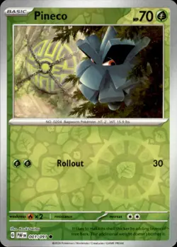 Pokemon Pineco Common Reverse Holo PAF 001/091 NM - Image 1