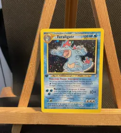 Feraligatr 5/111 2000 1st Edition Neo Genesis Pokemon Holo DOUBLE SWIRL NM/LP+ - Image 4