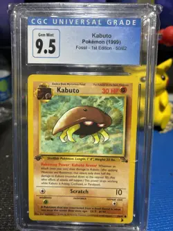 CGC MINT+ 9.5 Pokemon Kabuto 50/62 1999 Fossil 1st Edition - Image 1