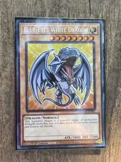 Blue-Eyes White Dragon Secret Rare BLMM-EN001 Yugioh Chibi - Image 1