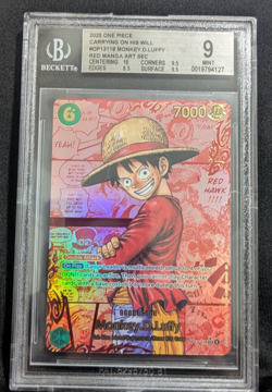 2025 ONE PIECE CARRYING ON HIS WILL RED MANGA ALT ART MONKEY D. LUFFY BGS 9.5 - Image 1