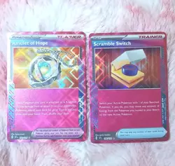 2 CARDS Pokemon Scramble Switch 186 Amulet Of Hope 162 ACE SPEC Surging Sparks - Image 1
