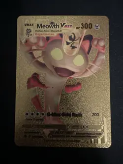 Pokemon Meowth VMAX HP300 Gold Foil Fan Art Card SWSH005 - Image 1