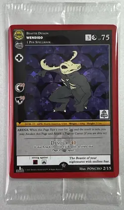 MetaZoo Wendigo HOLO Nightfall Pin Promo Art Card 2/15 1st Edition SEALED - Image 1