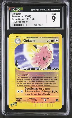 CGC 9 MINT Clefable 2002 Expedition 41/165 Reverse Holo Pokemon Card - Image 1