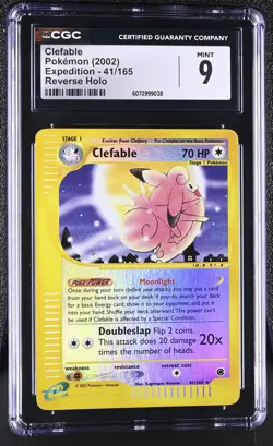 CGC 9 MINT Clefable 2002 Expedition 41/165 Reverse Holo Pokemon Card - Image 1