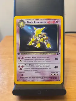 Pokemon Dark Alakazam TCG 1st Edition Holo Rare Card 1/82 - Image 1