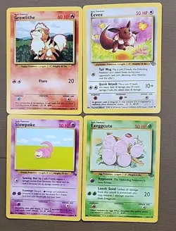Pokemon Lot 4 Cards Growlithe 28, Eevee 51, Slowpoke 55, Exeggcute 52 - Image 1