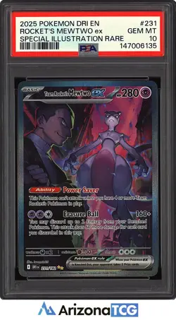 Pokemon 2025 Team Rocket's Mewtwo ex 231/182 SIR Destined Rivals GEM MINT PSA 10 - Image 1