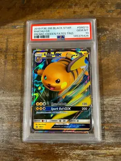 Pokemon 2019 Black Star Promo Hidden Fates Tins RAICHU GX SM213 PSA 10 Gem RARE - Image 1