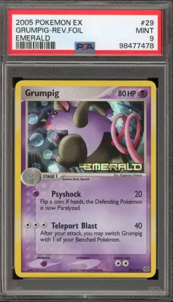 Pokemon Grumpig EX Emerald Reverse Holo #29 PSA 9 Mint - Image 1