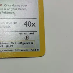 Pokemon TCG Dragonite Fossil Holo Rare Unlimited 4/62 Wizards 1999 READ Descr - Image 3