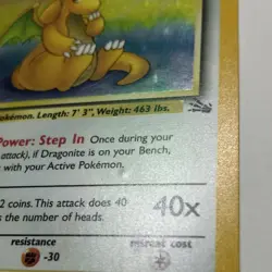 Pokemon TCG Dragonite Fossil Holo Rare Unlimited 4/62 Wizards 1999 READ Descr - Image 4