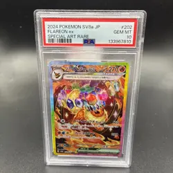 PSA 10 Pokemon Flareon ex SAR 202/187 Terastal Festival sv8a Japanese Gem Mint - Image 1