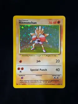 POKEMON TCG 1999 HITMONCHAN 7/102 BASE SET HOLO RARE EN - LP/MP - Image 1