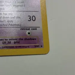 Pokemon TCG Gengar Fossil Holo Rare Unlimited 5/62 Wizards 1999 Stage 2 HP 80 - Image 3