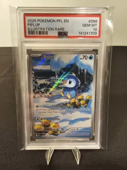 2025 POKEMON PHANTASMAL FLAMES ILLUSTRATION RARE PIPLUP #098/094 PSA 10 - Image 1