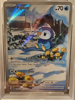 2025 POKEMON PHANTASMAL FLAMES ILLUSTRATION RARE PIPLUP #098/094 PSA 10 - Image 3