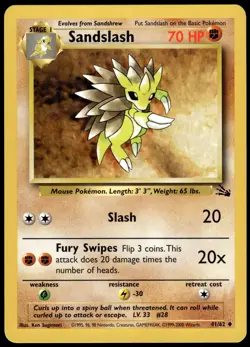 Sandslash 41/62 Fossil Pokemon Australian Red Logo 1999-2000 NM - Image 1
