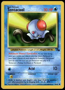 Tentacool 56/62 Fossil Pokemon Australian Red Logo 1999-2000 NM - Image 1