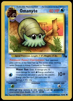 Omanyte 52/62 Fossil Pokemon Australian Red Logo 1999-2000 NM - Image 1
