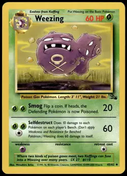 Weezing 45/62 Fossil Pokemon Australian Red Logo 1999-2000 NM - Image 1