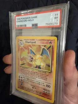 Pokemon TCG Base Set Charizard Holo Rare Card 1999 Unlimited, PSA 7 NM - Image 2
