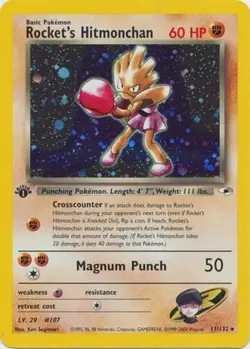Moderately Played Rocket's Hitmonchan - 11/132 - Holo Rare - 1st Edition Pokemon - Image 1