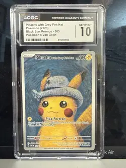 Pikachu with Grey Felt Hat (Pokemon x Van Gogh collaboration) CGC 10 Gem Mint - Image 1