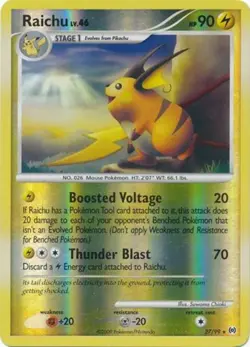 1x Raichu - 27/99 - Rare - Reverse Holo Damaged Pokemon Platinum Arceus - Image 1