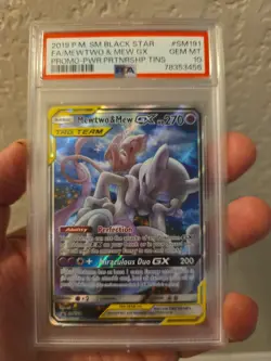 PSA 10 GEM MINT 2019 POKEMON SM BLACK STAR PROMO #SM191 FULL ART/MEWTWO MEW GX - Image 3
