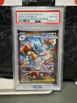 2025 Pokemon Mega Evolution Mega Lucario EX Special Illustration Rare PSA 10 - Image 1