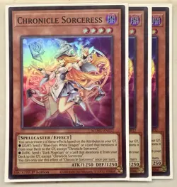 Yugioh! 3x Chronicle Sorceress MZMU-EN032 Super Rare 1st Ed NM - Image 1