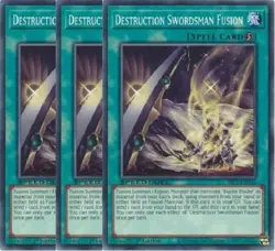 Yugioh - Destruction Swordsman Fusion x 3 - 1st Edition NM - Plus Free Holo Card - Image 1