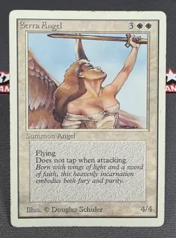 MTG Serra Angel- DAMAGED -Unlimited Edition Magic the Gathering Card # 040 - Image 1